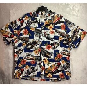 Vintage  Kalaheo Fighter Pilot Hawaiian Button Up Shirt Tropical size XL